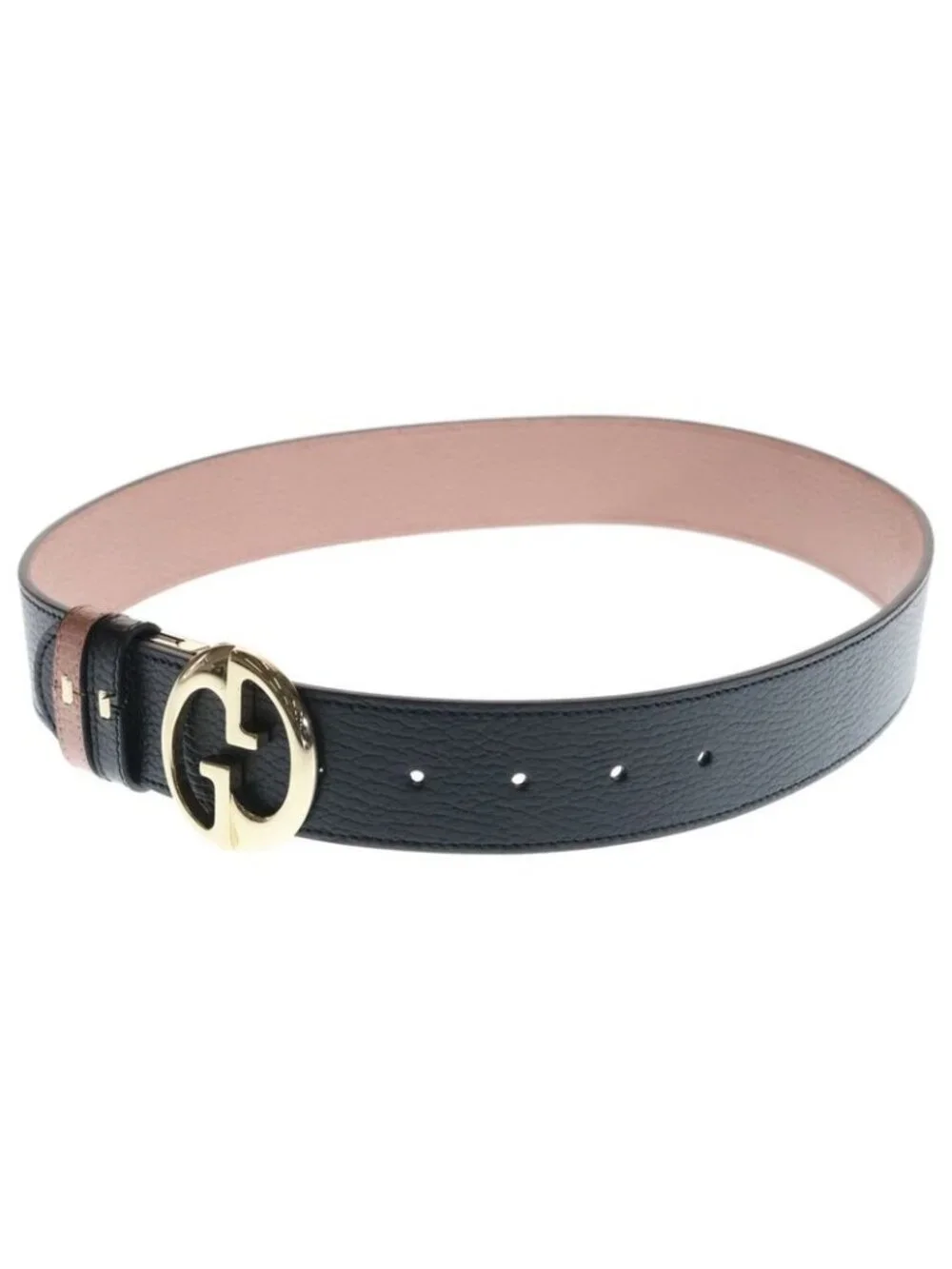 Gucci Interlocking Logo Buckle Reversible Leather Belt Gold Pink - Picture 2 of 6